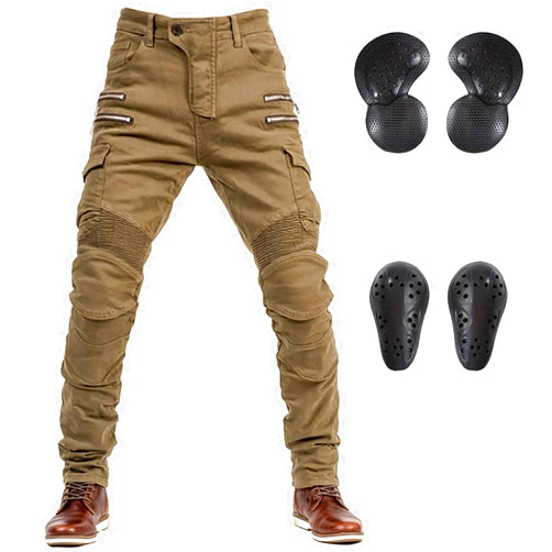 LOMENG Motorcycle Riding Pants Motorbike Motocross Cycling Jeans Safety CE Knee Hip Removable Armored All Seasons for Men