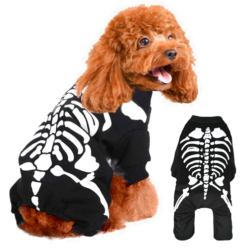 Smileshot Dog Jumpsuit Halloween Skeleton Costumes Clothes Pet Skull Costumes Cold Weather Coat for Small Medium Dogs Cats Puppy Overall Pajamas Comfortable Onesies Cosplay Party Dress Up Cats (Small)