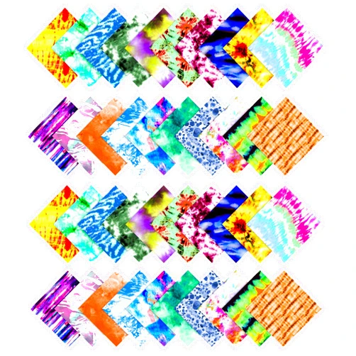 Soimoi Precut 10-inch Tie Dye Prints Cotton Fabric Bundle Quilting Squares Charm Pack DIY Patchwork Sewing Craft- Multicolor