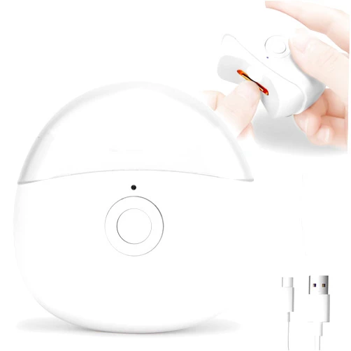 YANWEI Automatic Electric Nail Clipper with LED Light & 2 Speeds with Nail Scraps Storage, USB Rechargeable Safety Fingernail Trimmer for Baby, Children, Kids, Adult, Seniors and Caregivers, White