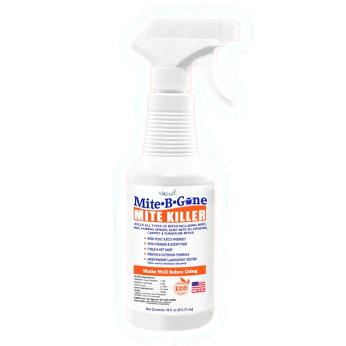 Naturasil Mite Killer Spray by Mite-B-Gone — Kills Human Mites, Bird, Dust, Spider, Rat, Turkey, Carpet Mites. Treatment for Homes, Furniture, Bedding, Auto & Animals | Non-Toxic | Kid & Pet Safe | 16oz Spray