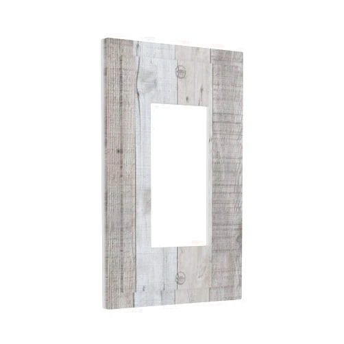 DJTRRF Distressed Natural Brown Grey Wood Grain 1 Gang Decorator Device Wall Plate Vintage Rustic Old Single Rocker GFCI Receptacle Outlet Cover for Light Switches Decora Dimmers Wooden Plank Kitchen Decor