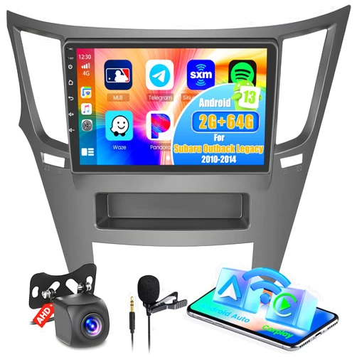 Hikity [2G+64G] Android 13 Stereo for Subaru Legacy Outback 2010-2014 with Wireless Car Play Android Auto Mirror Link, 9 Inch Touchscreen Android Head Unit with GPS RDS SWC