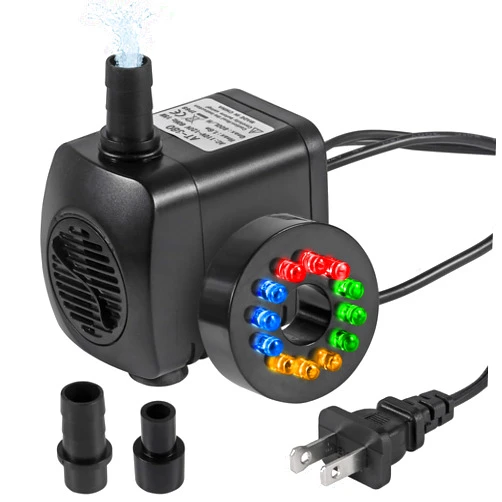 Shutao Submersible Water Fountain Pump 15W with LED Lights Aquarium Fish Tank Water Pump 260GPH for Aquarium Pond Statuary Gardens Water Feature Outdoor Fountain