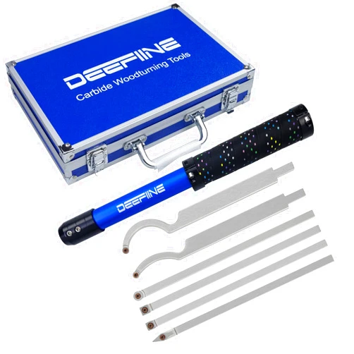 DEEFIINE Carbide Tipped Wood Lathe Turning Tools Set, Lathe Rougher Finisher Swan Neck Hollowing Tools and Interchangeable 19.5