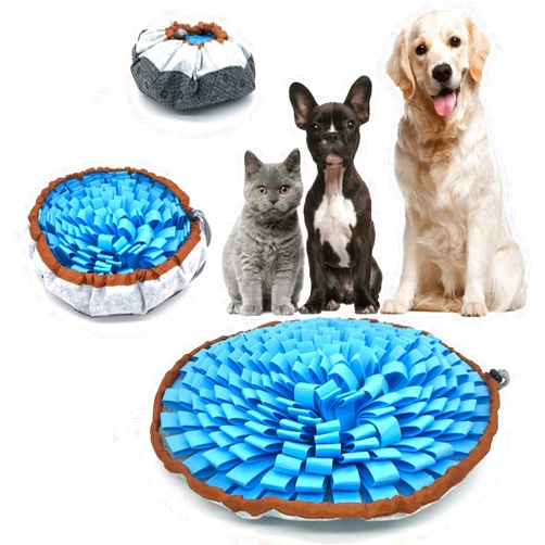 NEECONG Dog Snuffle-Mat Slow-Feeder-Bowl - Simulating Grassland for Boredom, Encourages Natural Foraging Skills for Pet, Treat Indoor Outdoor Stress Relief（Blue）