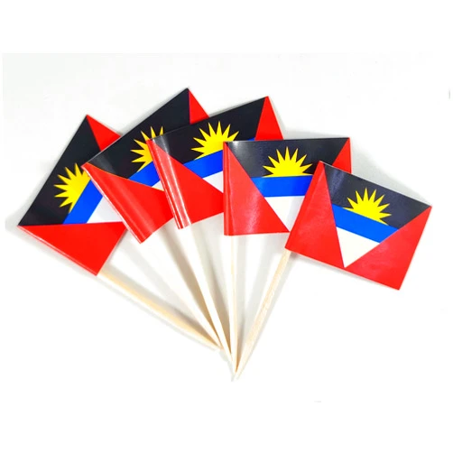 QQSD Antigua and Barbuda Toothpick Flag Small Mini Cupcake Topper Flags,100 pcs