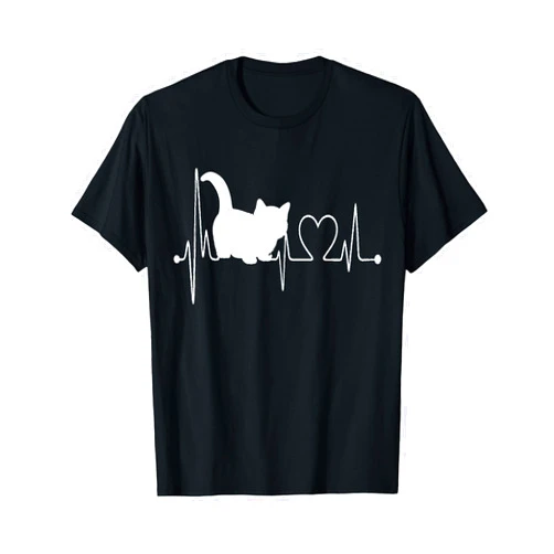 Funny Munchkin Cat Lovers Gift Pet Owners Shirt Munchkin Cat Heartbeat EKG Funny Cute I Love My Munchkin Cat T-Shirt