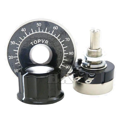 VICLEOTECH 1Sets (3Pcs) New Rv24Yn20S 1K 2K 5K 10K 50K 100K 500K Ohm Single Turn Carbon Film Rotary Taper Potentiometer with A03 Knob Dials