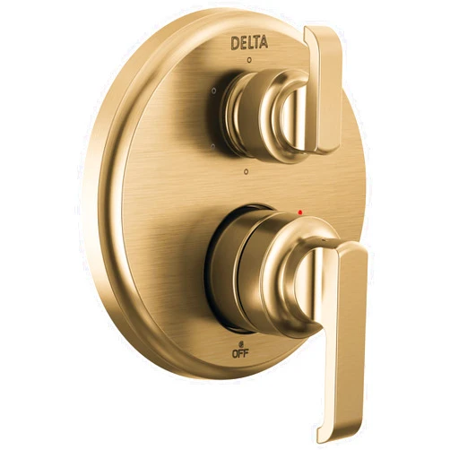 Delta Faucet Tetra 14 Series Gold 6-Setting Integrated Diverter Valve Trim Kit, Gold Diverter Valve Trim Kit, Shower Trim Kit, Lumicoat Champagne Bronze T24989-CZ-PR (Valve Not Included)