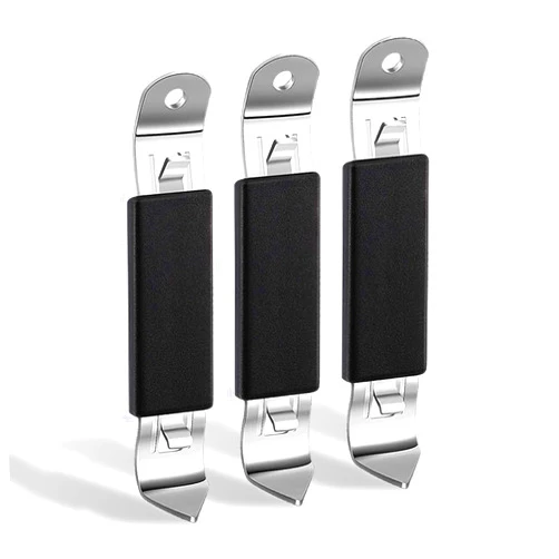 KTOJOY 3 Pack Magnetic Bottle Openers Stainless Steel Flat Bottle Opener, Solid and Beer Openers Small Bottle Opener Can Tapper with Magnet for Camping and Traveling