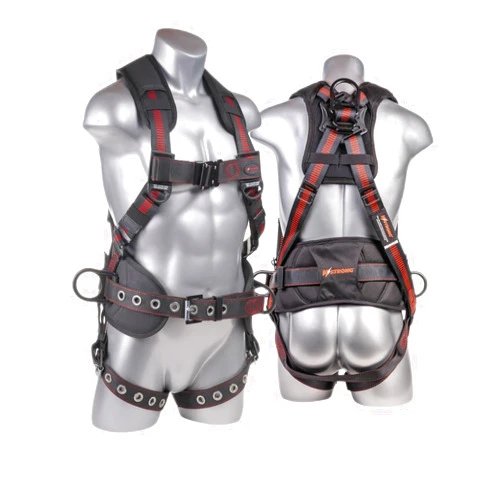 KStrong UFH10332G Kapture Epic+ 5-Point Full Body Harness, Waist Pad w/Removable Tool Belt, Back/Shoulder Pad, Enhanced Dorsal D-Ring, 2 Side D-Rings, QC Chest, TB Legs, ANSI, M-L, Black/Red