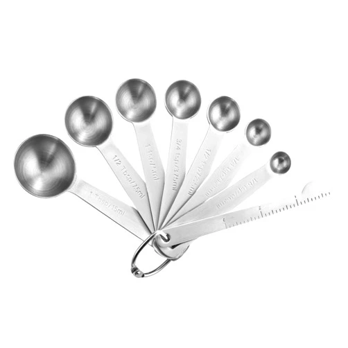 Spring Chef Stainless Steel Measuring Spoons Set of 8 with Leveler, Round Metal Teaspoon & Tablespoon Measuring Spoons - Nesting Kitchen Gadgets For Baking & Cooking, Dry & Liquid Ingredients