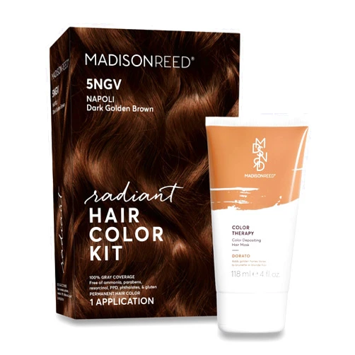 Madison Reed Radiant Refresh Hair Color Bundle - Radiant Hair Color Kit in Napoli Brown - 5NGV and Color Therapy in Dorato