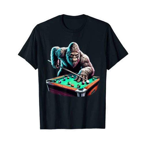 Bigfoot Billiards Apparel and Accessories Funny Bigfoot Sasquatch Billiards Pool Player Men Boys T-Shirt
