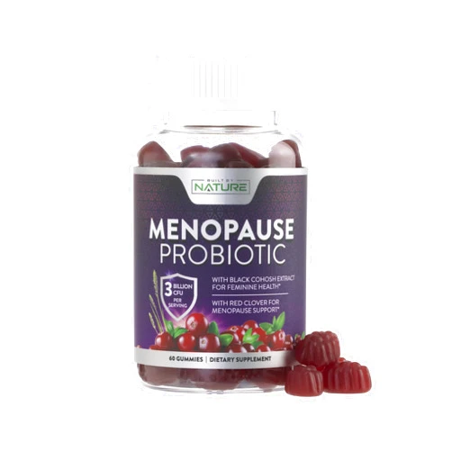 Built by Nature Menopause Supplements for Women - Menopause Probiotic Gummy - Women’s Menopause Relief for Hot Flashes, Night Sweats & Mood Swings with Black Cohosh & Cranberry - Non-GMO, Vegan - 60 Gummies