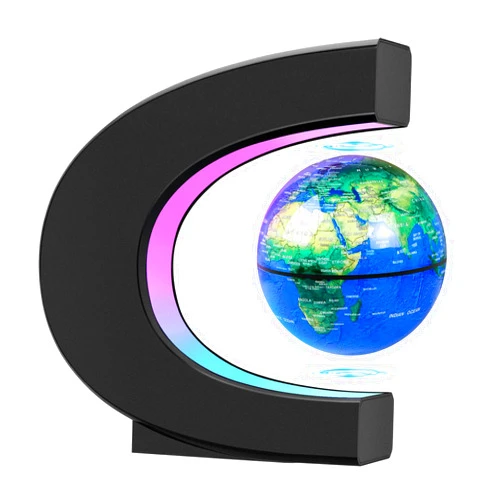 JOWHOL Magnetic Floating Globe Perpetual Auto-Spinning, Levitating Globe with LED Light, Education Demo, Cool Gadgets Tech Birthday Gift for Men Boss Father Boys Kids, Home Office Desk Decor(Blue)