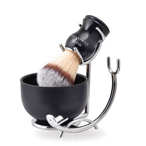JEQUIL&CORENVEO Deluxe Shaving Kit for Men, 3 in 1 Shaving Set Includes Shaving Brush, Shaving Bowl, Razor & Brush Holder
