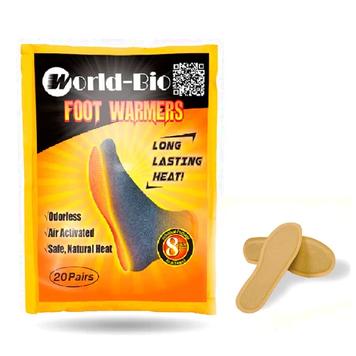World-BIO Toe Warmers Adhesive 10/20/30/40 Pairs - Long Lasting Safe Natural Odorless Air Activated Warmers Up to 8 Hours of Heat - Heated Insoles Toe Foot Warmers Keep Foot Warm in Chill Winter