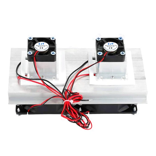 Yrhrol DC 12V DIY Thermoelectric Peltier Refrigeration Cooling System Kit Semiconductor Cooler Heat Sink,2 Cooling Fans, 2 Large Fans and 2 Cold Junction modules