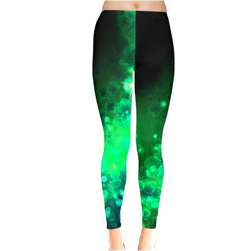 CowCow Womens Stretchy Pants Green Shamrock St Patricks Day Clover Leaves Leprechauns Leggings, XS-5XL