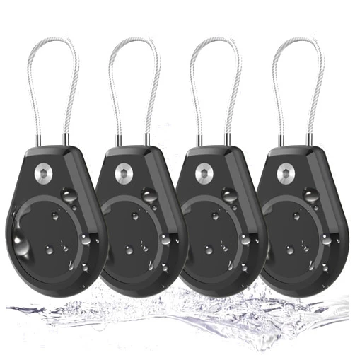 Beardslee Waterproof AirTag Keychain Holder - (4 Pack) Air tag Lock Case with Wire Cable Compatible with Apple AirTags, Ultra Durable Anti-Lost Protective Case with Keyring for Luggage, Key, Backpack, Pet