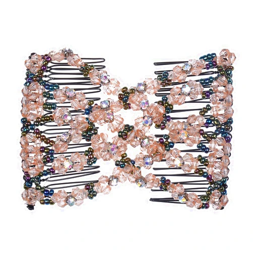 Lovef Jewelry 1pcs Multifunction Beaded Magic Hair Comb Elastic Double Easy Clips Hair Clips Hair Accessories Insert Hair Jewelry (Coffee-B)