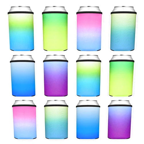 Ktinnead 12Pcs Ktinnead Beer Can Coolers Sleeves, Personalized Blank Can Coolers Sleeves, Soft Foldable Chloroprene Rubber Can Coolers Sleeves, Reusable Beer Can Coolers Sleeves Suit for Parties, Birthdays