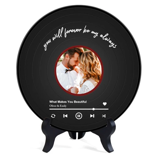 Greatabox Personalized Photo Vinyl Record - Custom Gifts for Wedding, Birthday, Christmas - Couples Gift for Her/Him - Customized Acrylic Song Plaque Home Decor