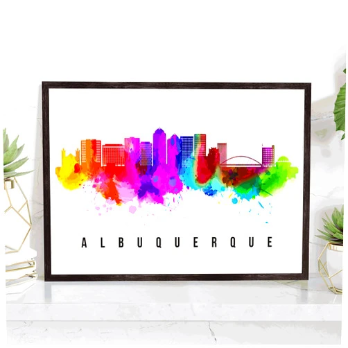 Generic Albuquerque Skyline New Mexico Poster, New Mexico Cityscape Painting, Albuquerque New Mexico Poster, Cityscape and Landmark Print, Home Wall Art, Office Wall Decor - 12x18 Inches