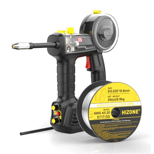 HIZONE 100A 110V Handheld Gasless Flux Core MIG Welder Machine & E71T-GS .030inch-2lb Flux Core MIG Welding Wire