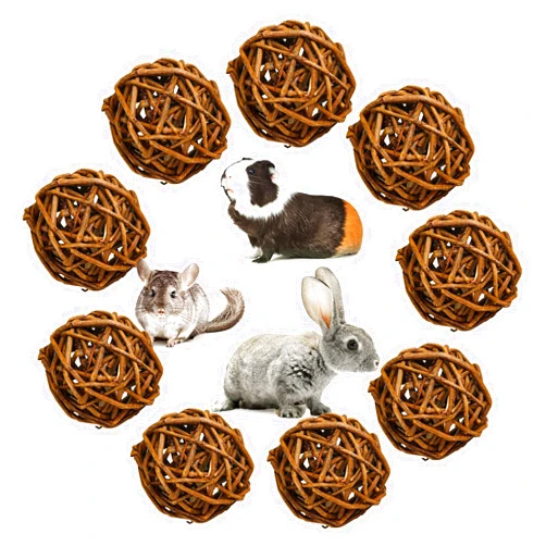 Episkey 9 PCS Natural Willow Branch Ball for Small Animals, Rabbit Chew Toys Guinea Pig Activity Toy Bird Chew Toy for Rabbits Chinchilla Hamsters Gerbils Guinea Pigs Parrot Bird (6CM)