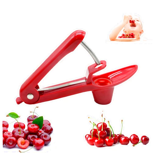 ZLMC Fast Cherry Pitter Tool, Space-Saving Cherry Pitter Remover,Olive Pitter Tool, Multi-Function Fruit Pit Remover, Quick Release Cherry Corer Pitter Tool with Good Grips handle for Cherries Jam(Red)