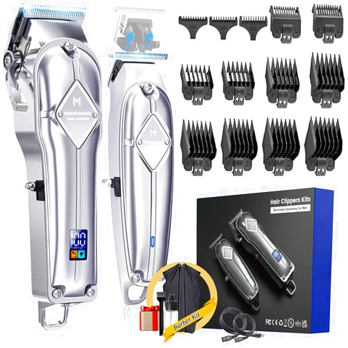 Limural PRO Professional Hair Clippers and Trimmer Kit for Men - Cordless Barber Clipper + T Blade Trimmer, Complete Hair Cutting Kits with 13 Fading Guards, LED Display, Taper Lever & 5 Hrs Runtime
