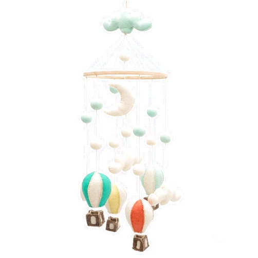 GLACIART ONE Baby Nursery Hot Air Balloon Mobile for Crib | Gender Neutral Felt Mobile With Hanging Clouds & Balls | Room Decorations Handmade From Natural Wool | Great Gift Idea