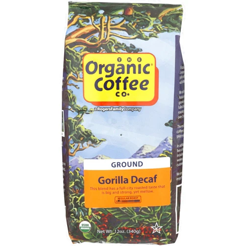 Organic Coffee Co. Gorilla Decaf Ground Coffee, USDA Certified Organic, 12 Oz (Pack of 1)