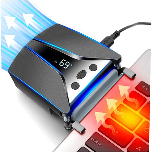ALPIAZ Laptop Cooling Pad, Laptop Cooler with Temperature Display, Rapid Cooling, Auto-Temp Detection, 13 Wind Speed(2600-5000RPM), Perfect for Gaming Laptop, Nintendo Switch