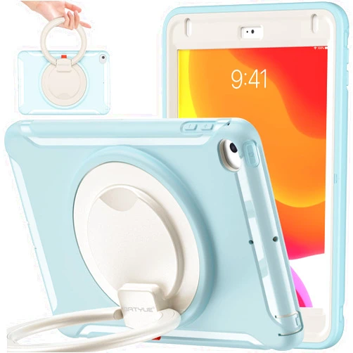BATYUE iPad mini 5 Case & iPad mini 4 Case;for iPad mini 5 (2019) & iPad mini 4 (2015);Protective Rugged Case with Pencil Holder, 360° Swivel Stand;iPad mini Case for Kids, Boys, Girls - FrozenBlue
