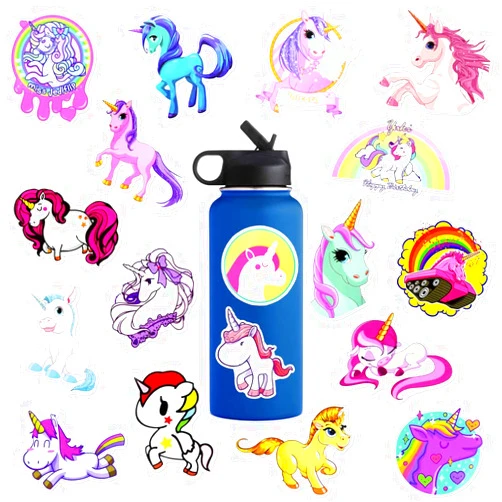 BAIYINGMOER Unicorn Style 30 Pcs Reusable Waterproof Vinyl Stickers for Girls Kids Water Bottle Laptop Decor