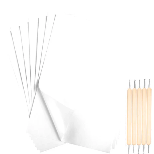 Outus White Carbon Transfer Paper 11.7 x 8.3 Inch Tracing Paper Carbon Graphite Copy Paper with Embossing Stylus Tracing Stylus Dotting Tools for Cloth Fabric Paper Wood (105 Pieces)