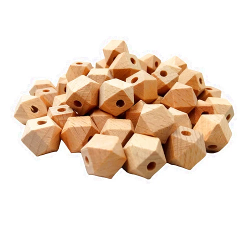 Yiwu Beibeihuan Electronic Commerce Co., Ltd. Arakierst 30pcs Faceted Beech Wood Geometric Hexagon Beads Teether 16mm Unfinished Polygon Hexagonal Wooden Beads for DIY Crafts