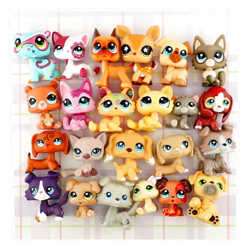 TXLDHVAZI Rare lps Figures Pets Random 1 PC Cat and Dog Collie Great Dane Dachshund Kitten Puppy Deer Cocker Spaniel Bobble Head Figure Collection Toys for Kids Girls Boys Gift