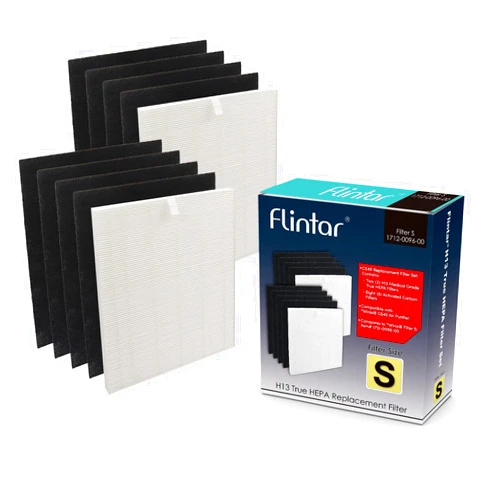 Flintar C545 True HEPA Replacement Filter S, Made in Taiwan, Compatible with Winix C545 Air Purifier, S Filter 1712-0096-00, 2 H13 Grade True HEPA + 8 Activated Carbon Filters