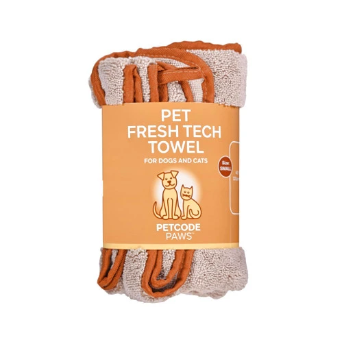 PETCODE PAWS Fresh Tech Towel & Blanket - Stylish Sand Beige with Terra Brown Accents - Plush Dog Grooming Comfort - Ideal Pet Blanket for Couch, Bed & Outdoor Adventures - Small 40