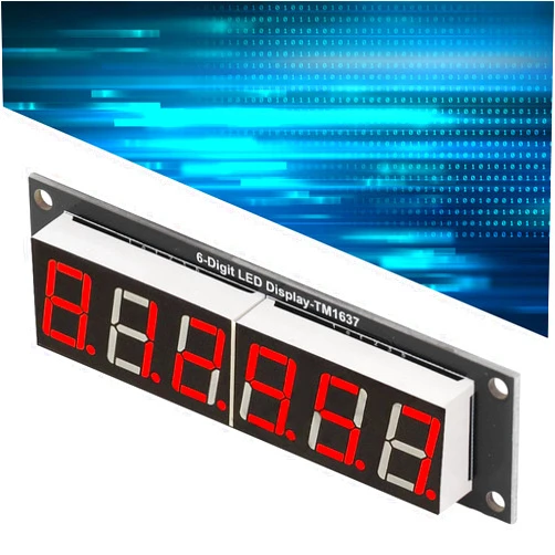 Tefola Digital Tube Display Module, 6 -Digital Segment Digital LED 6 Digit 7 Segment 0.56in TM1637 Drive Chip Red Accessory