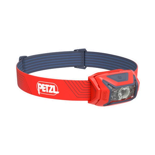 PETZL ACTIK Headlamp - Powerful 450 Lumen Light with Red Lighting, for Hiking, Climbing, Running, and Camping - Red