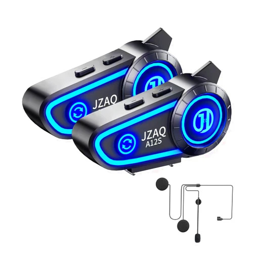 JZAQ Motorcycle Helmet Bluetooth Headset Helmet Bluetooth Intercom 2 Riders Noise Cancellation Speakers Communication Systems Motorcycle Riding/Snowmobile/Cycling/Sports（2PC）