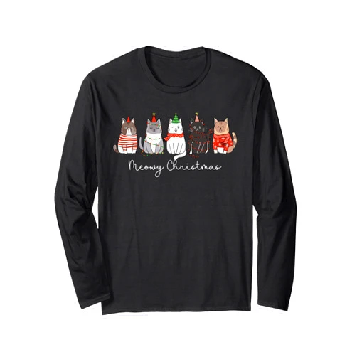 Funny Cats Cat Lover Merry Christmas Xmas Pajamas. Funny Cats Cat Lover Merry Christmas Xmas Pajamas Holiday Long Sleeve T-Shirt