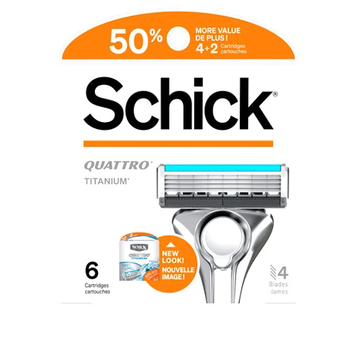 Schick Quattro Titanium Refills — Schick Quattro Refills, Men’s Razor Refills, 6 Count
