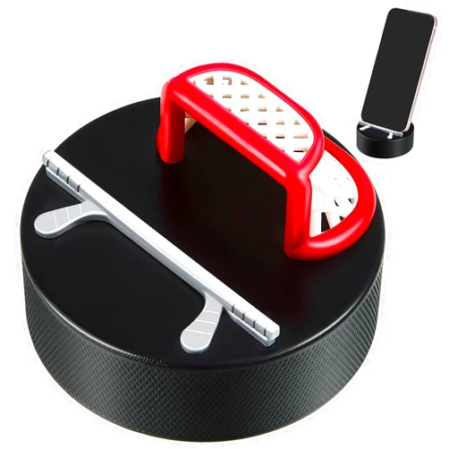 Copkim Hockey Pucks Cell Phone Stand for Desk Indestructible Portable Universal Smartphone Holder Compatible with Most Mobile Phones, Hockey Gifts for Office Desk Travel Accessories